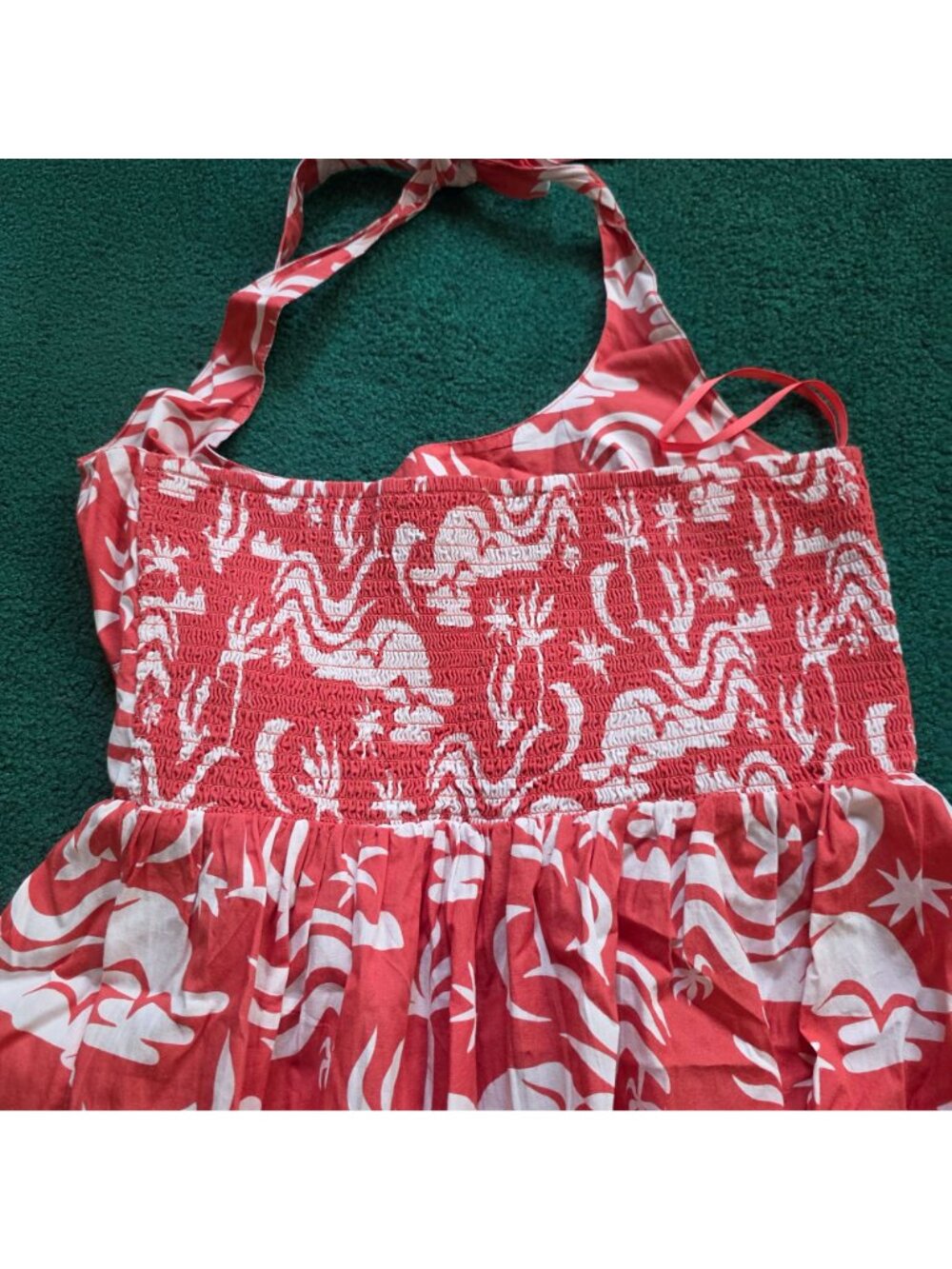 Anthropologie Daniella Manini Celandine Mini Dress Sz L Smocked Back 100% Cotton - Picture 7 of 12